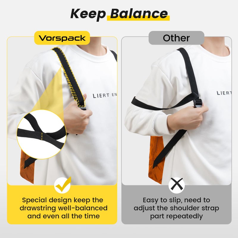 Vorspack Drawstring Backpack Water Resistant String Bag Sports Gym Sack with Side Pocket for Men Women - Orange - Image 5